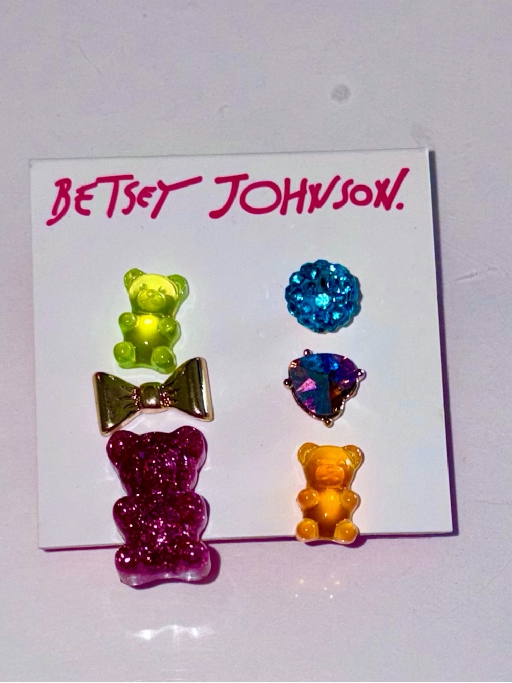 Betsey Johnson Kids' Multi-Colour Gummy Bear & Jewel Earring Set